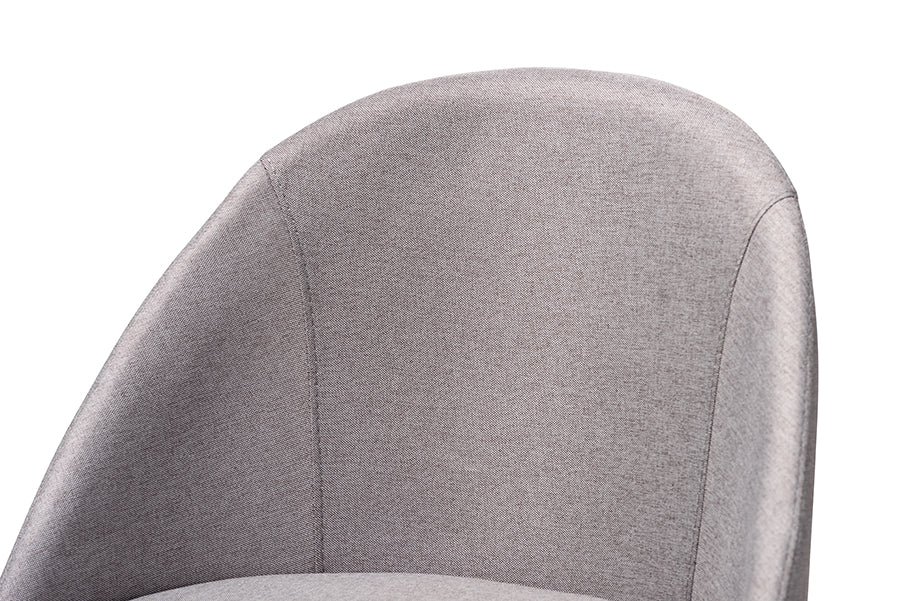 Baxton Studio Carra Mid-Century Modern Grey Fabric Upholstered Walnut-Finished Wood Swivel Counter Stool Set of 2