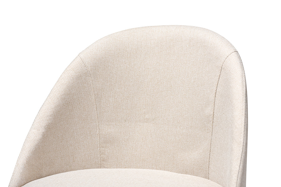 Baxton Studio Carra Mid-Century Modern Light Beige Fabric Upholstered Walnut-Finished Wood Swivel Counter Stool Set of 2