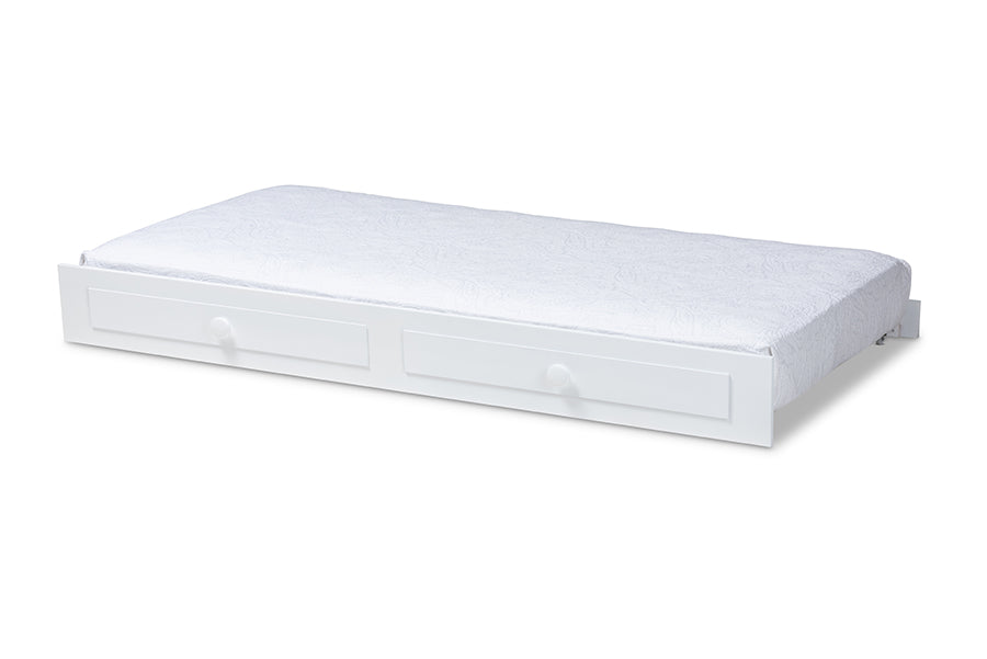Baxton Studio Cintia Cottage Farmhouse White Finished Wood Twin Size Trundle