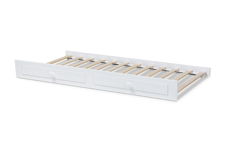 Baxton Studio Cintia Cottage Farmhouse White Finished Wood Twin Size Trundle