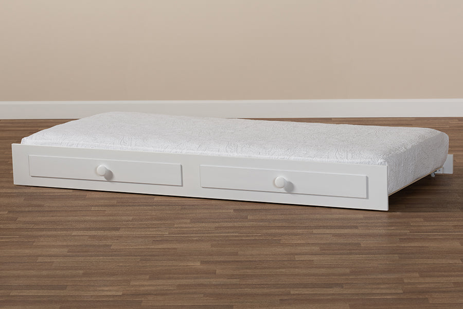 Baxton Studio Cintia Cottage Farmhouse White Finished Wood Twin Size Trundle