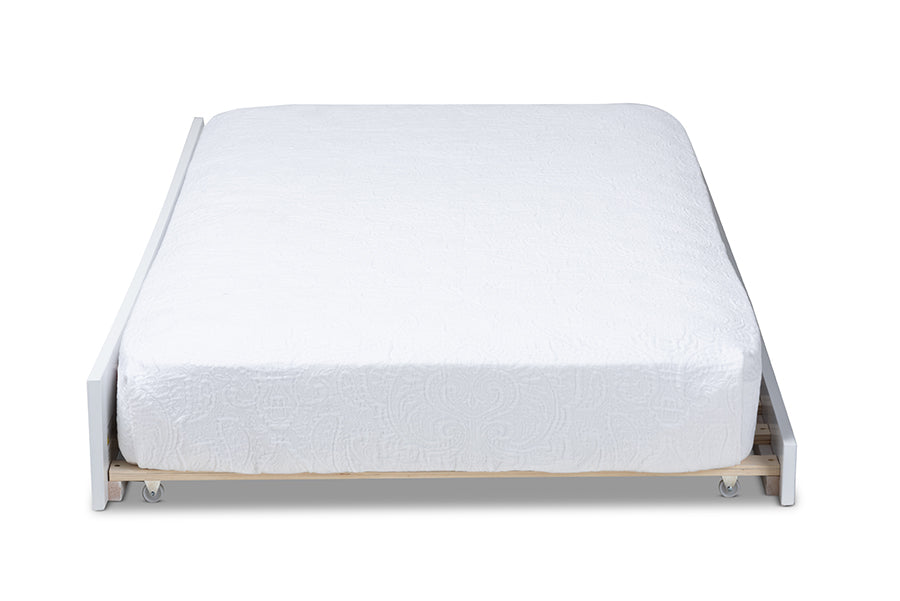 Baxton Studio Neves Cottage Farmhouse White Finished Wood Twin Size Trundle