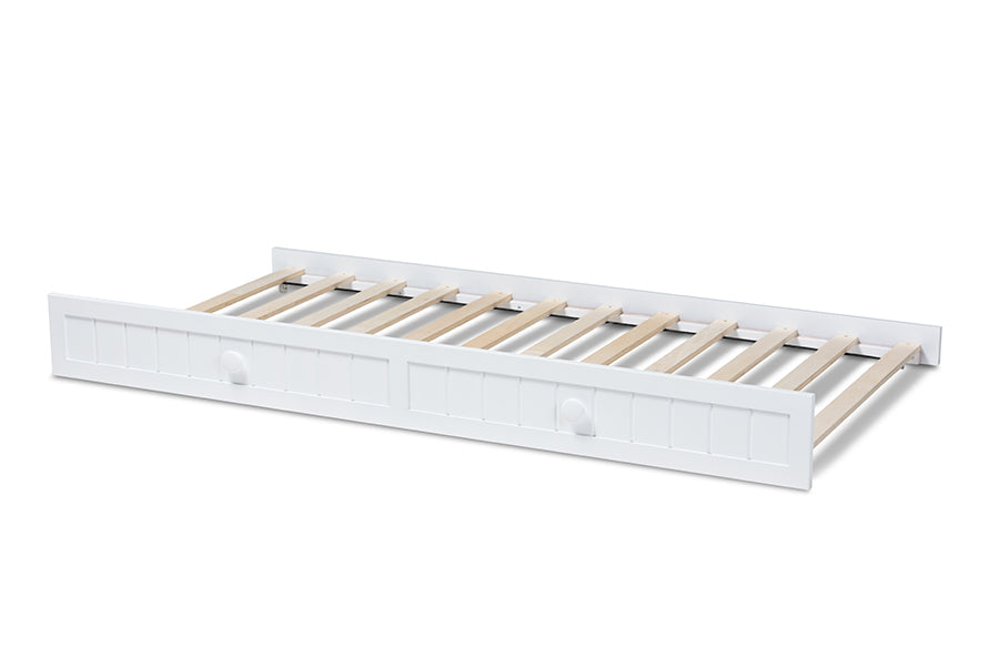 Baxton Studio Neves Cottage Farmhouse White Finished Wood Twin Size Trundle
