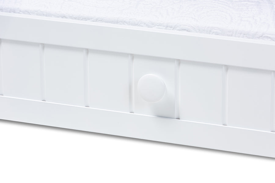 Baxton Studio Neves Cottage Farmhouse White Finished Wood Twin Size Trundle
