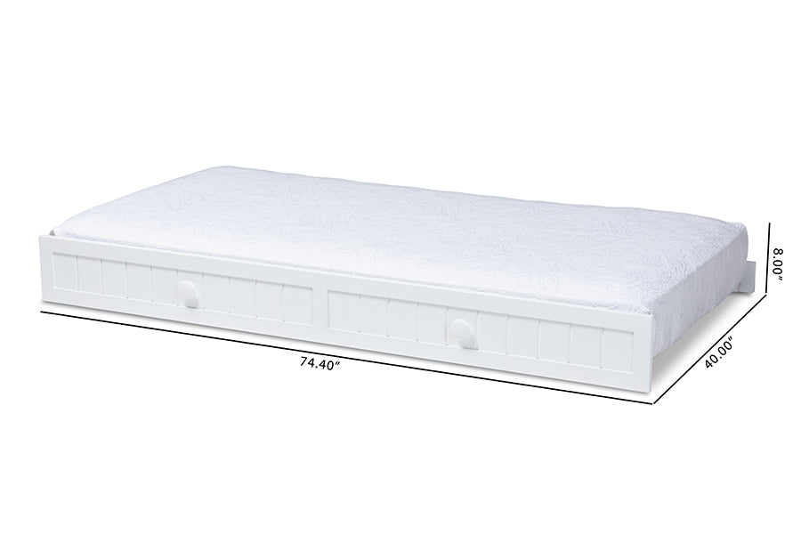 Baxton Studio Neves Cottage Farmhouse White Finished Wood Twin Size Trundle