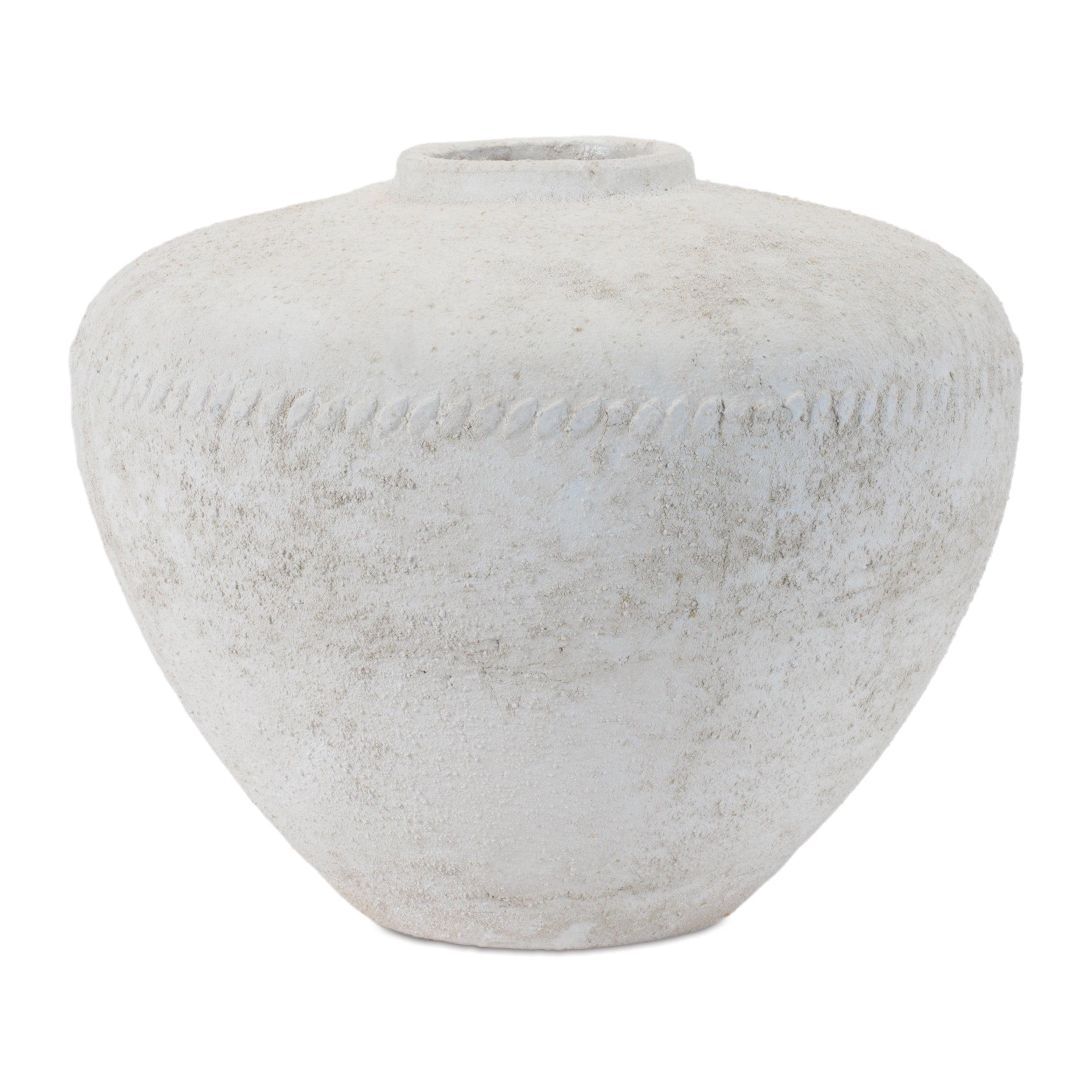 Distressed White Terra Cotta Vase 12.75"D
