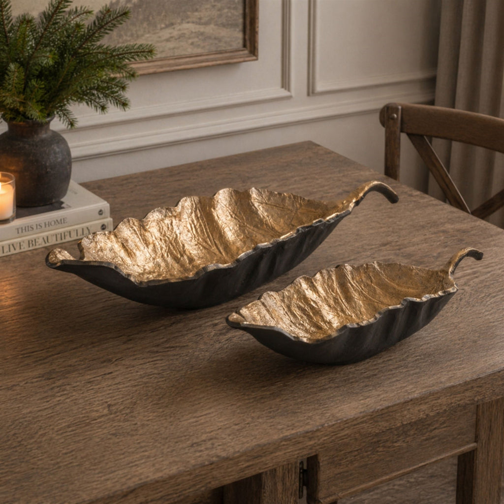 Metallic Aluminum Leaf Bowl (Set of 2)