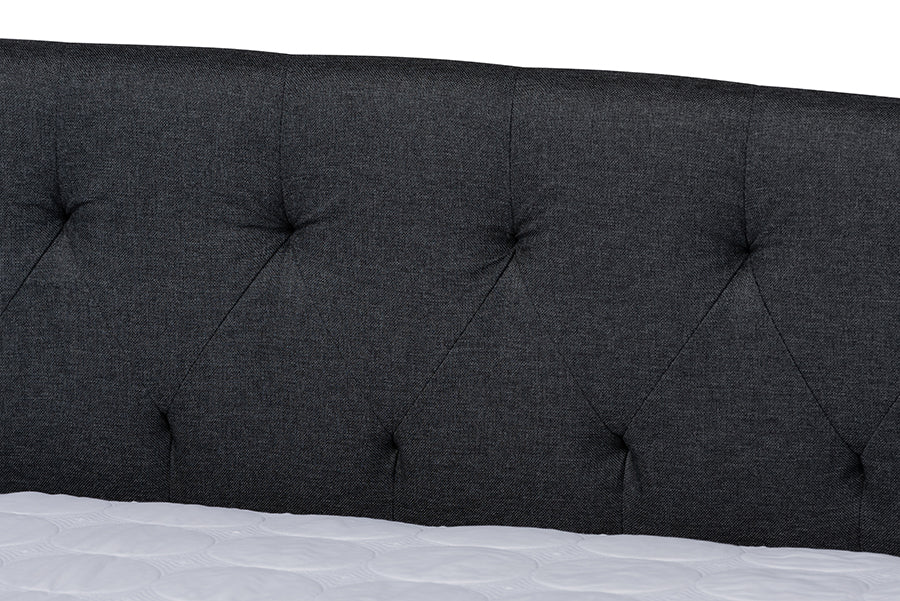 Baxton Studio Delora Modern and Contemporary Dark Grey Fabric Upholstered Full Size Daybed with Roll-Out Trundle Bed
