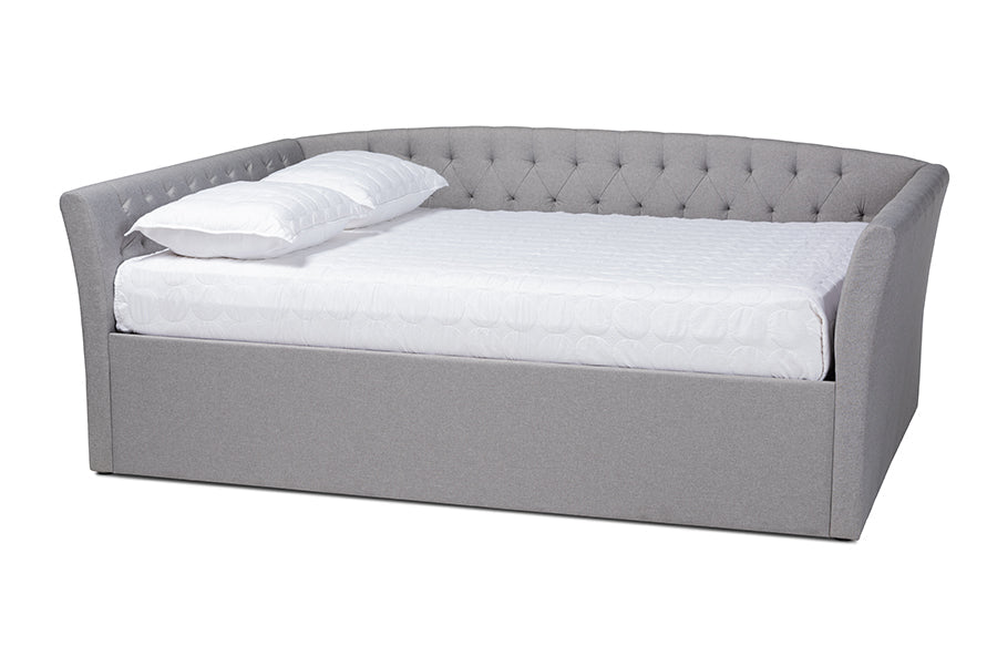 Baxton Studio Delora Modern and Contemporary Light Grey Fabric Upholstered Queen Size Daybed