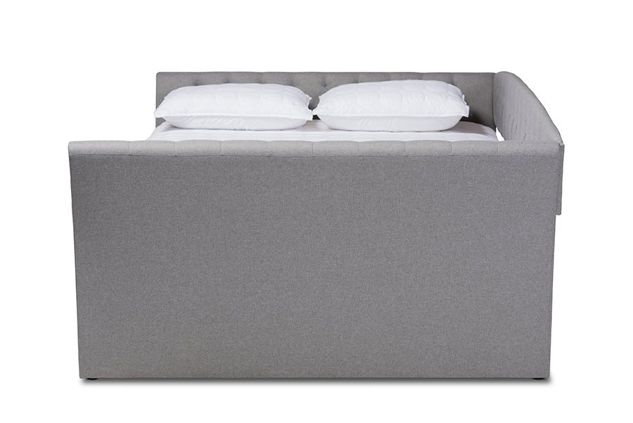 Baxton Studio Delora Modern and Contemporary Light Grey Fabric Upholstered Queen Size Daybed