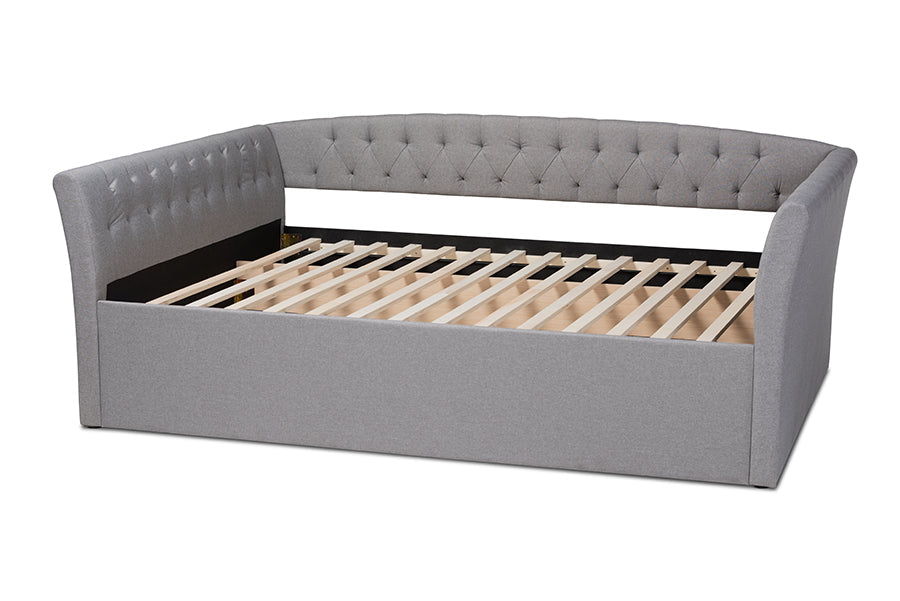 Baxton Studio Delora Modern and Contemporary Light Grey Fabric Upholstered Queen Size Daybed