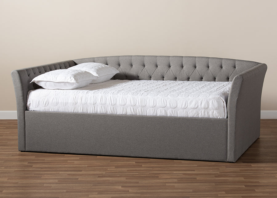 Baxton Studio Delora Modern and Contemporary Light Grey Fabric Upholstered Queen Size Daybed