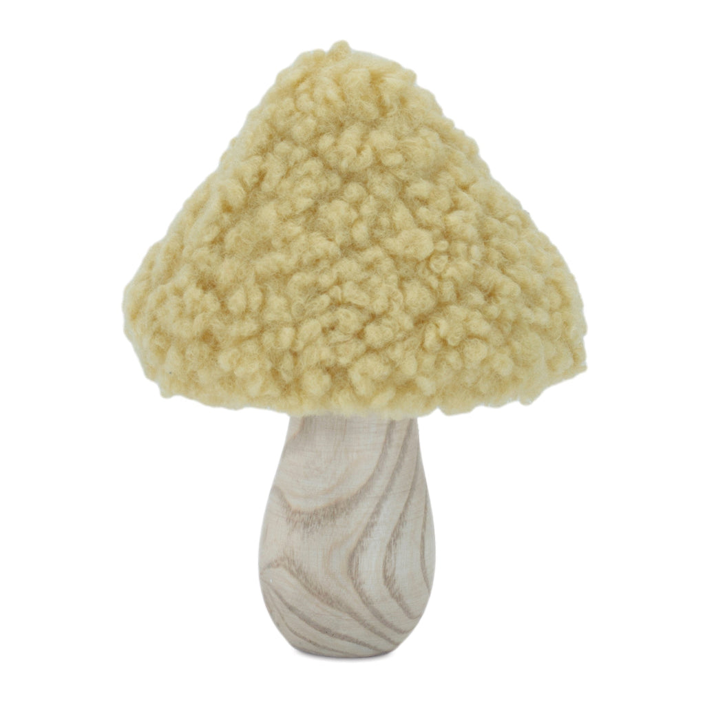 Set of 2 Wood & Fabric Mushroom Figurines