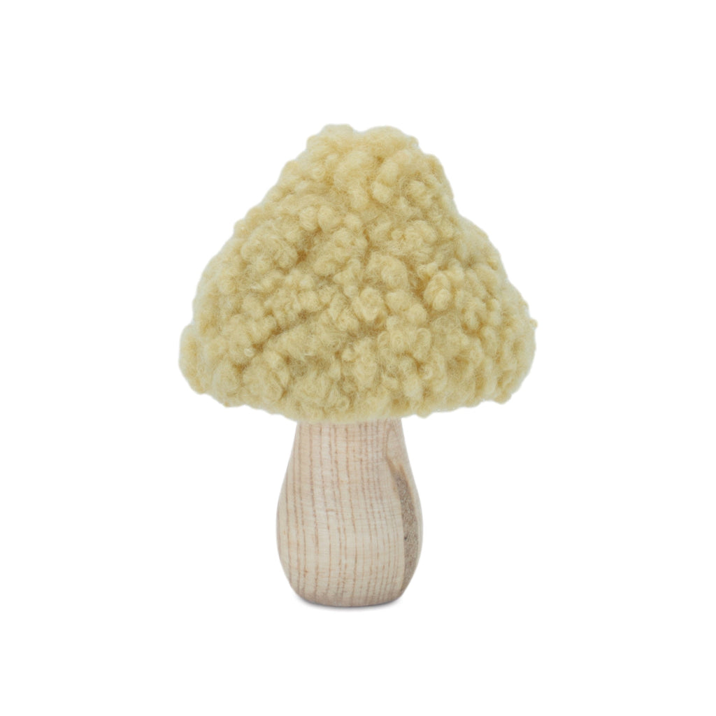 Set of 2 Wood & Fabric Mushroom Figurines