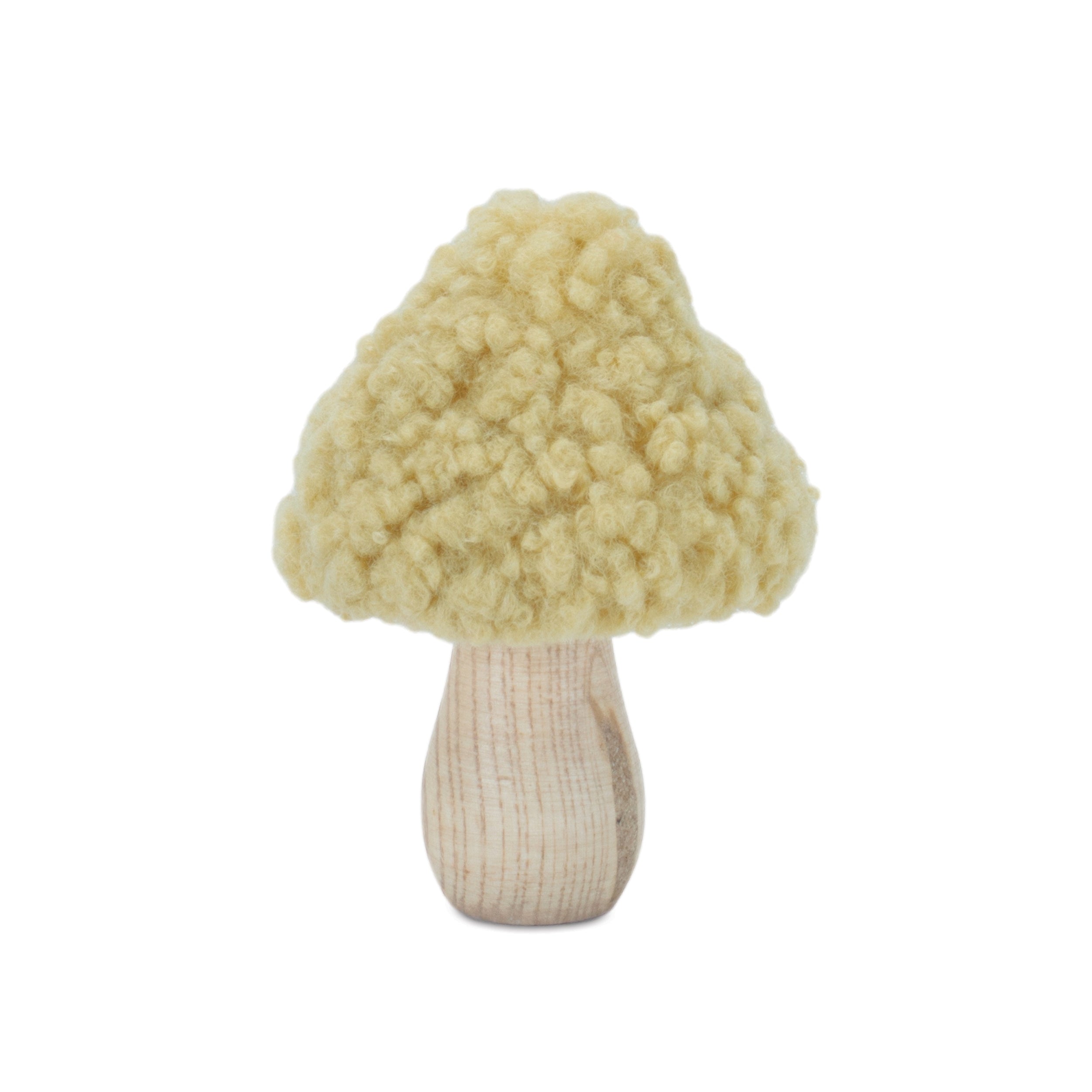 Set of 2 Wood & Fabric Mushroom Figurines