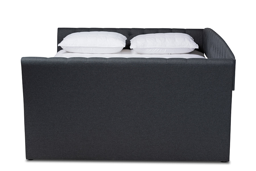 Baxton Studio Delora Modern and Contemporary Dark Grey Fabric Upholstered Queen Size Daybed