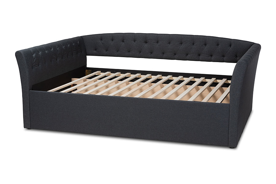 Baxton Studio Delora Modern and Contemporary Dark Grey Fabric Upholstered Queen Size Daybed