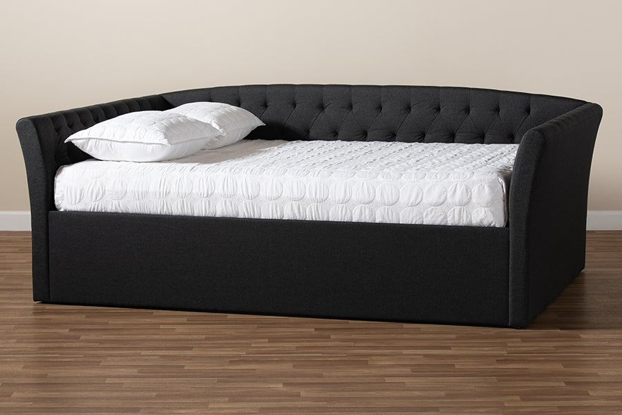 Baxton Studio Delora Modern and Contemporary Dark Grey Fabric Upholstered Queen Size Daybed