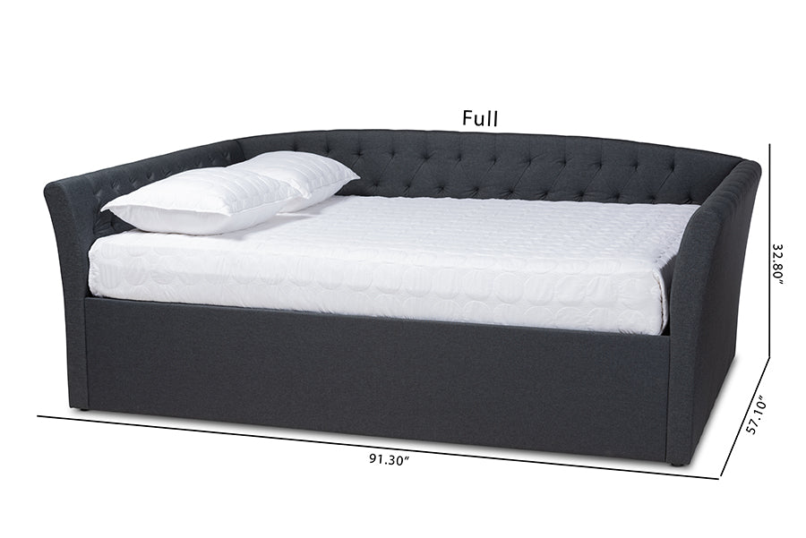 Baxton Studio Delora Modern and Contemporary Dark Grey Fabric Upholstered Queen Size Daybed