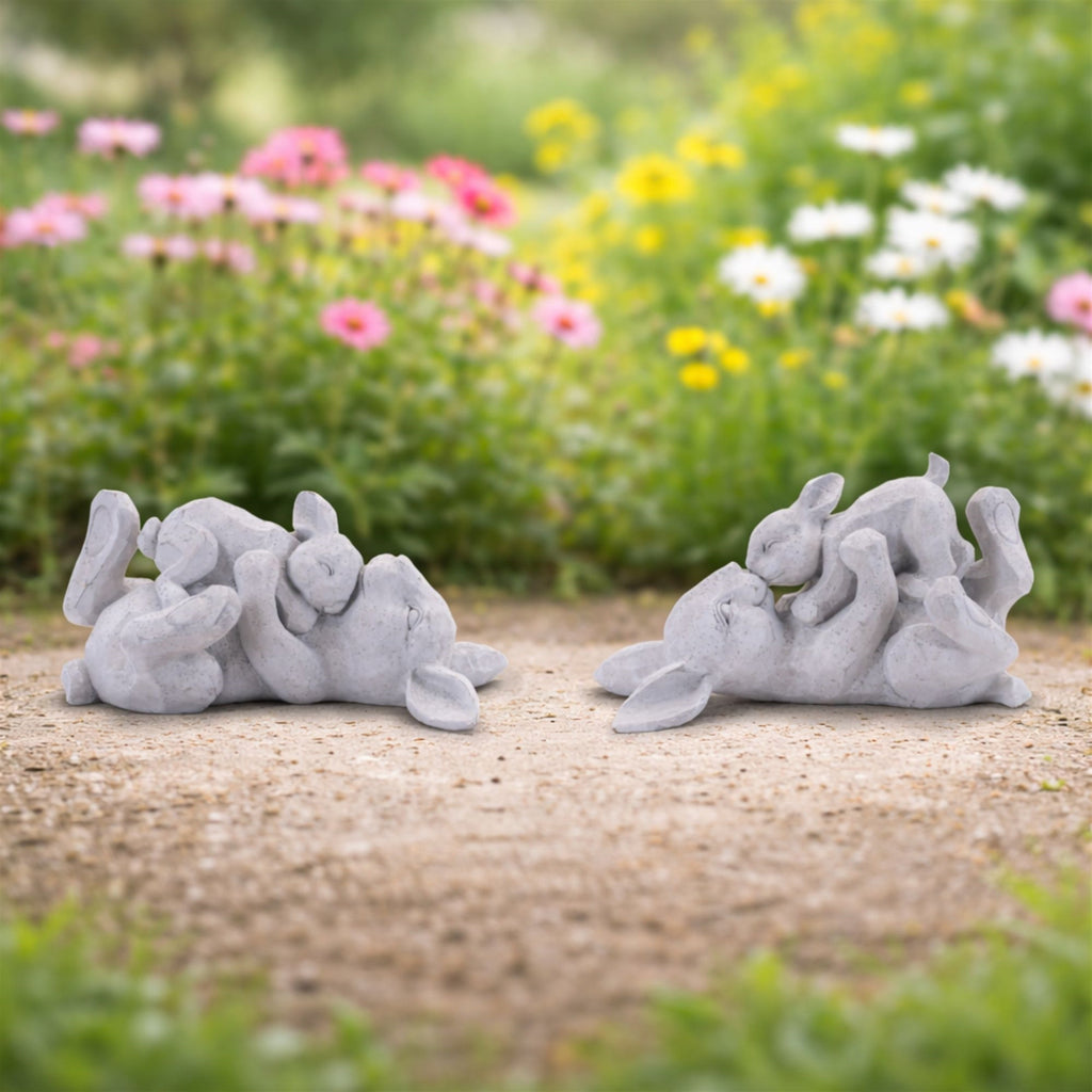 Laying Rabbit with Baby Bunny Figurine (Set of 2)