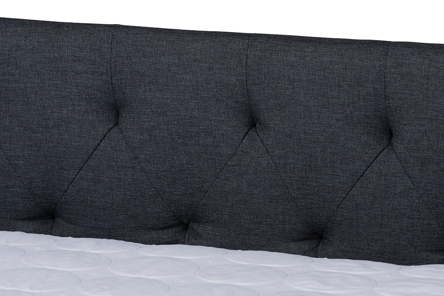 Baxton Studio Haylie Modern and Contemporary Dark Grey Fabric Upholstered Full Size Daybed with Roll-Out Trundle Bed