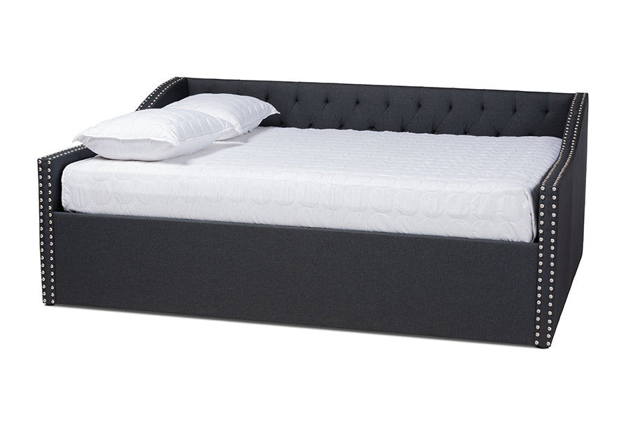 Baxton Studio Haylie Modern and Contemporary Dark Grey Fabric Upholstered Queen Size Daybed