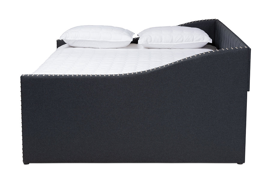 Baxton Studio Haylie Modern and Contemporary Dark Grey Fabric Upholstered Queen Size Daybed