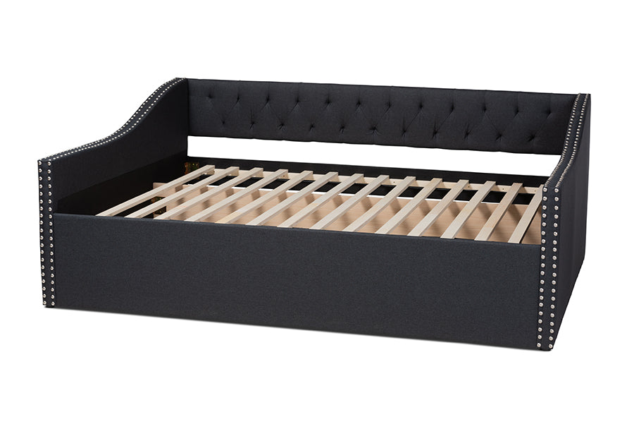 Baxton Studio Haylie Modern and Contemporary Dark Grey Fabric Upholstered Queen Size Daybed
