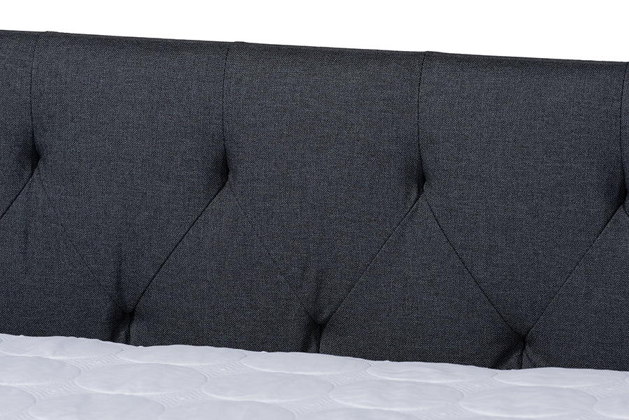 Baxton Studio Haylie Modern and Contemporary Dark Grey Fabric Upholstered Queen Size Daybed