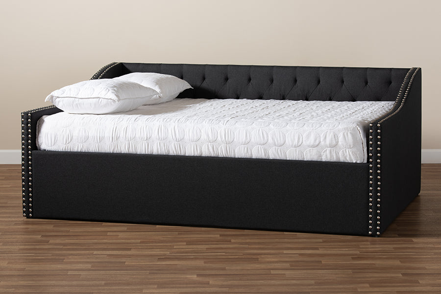 Baxton Studio Haylie Modern and Contemporary Dark Grey Fabric Upholstered Queen Size Daybed