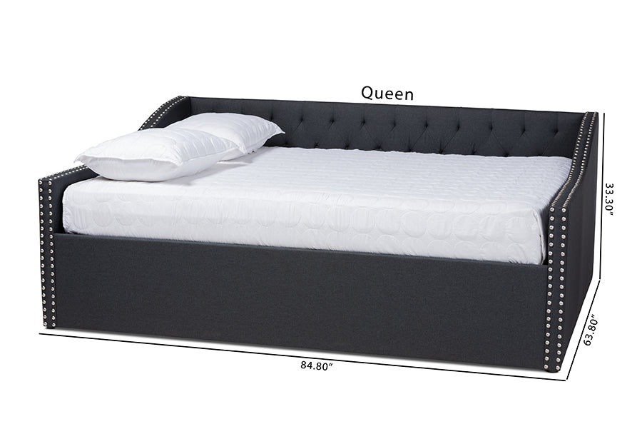 Baxton Studio Haylie Modern and Contemporary Dark Grey Fabric Upholstered Queen Size Daybed