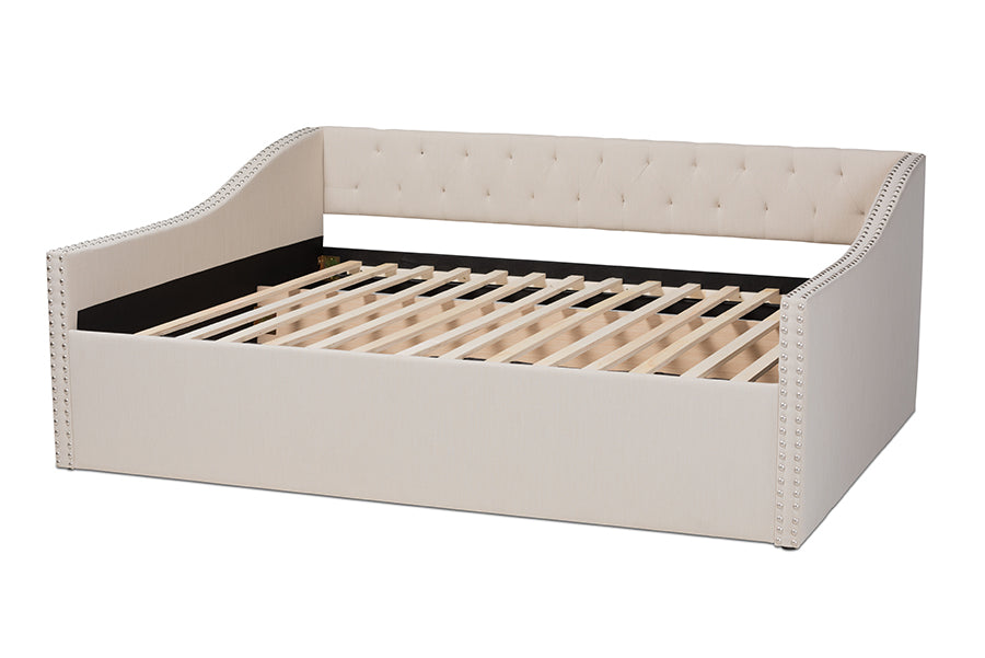 Baxton Studio Haylie Modern and Contemporary Beige Fabric Upholstered Full Size Daybed