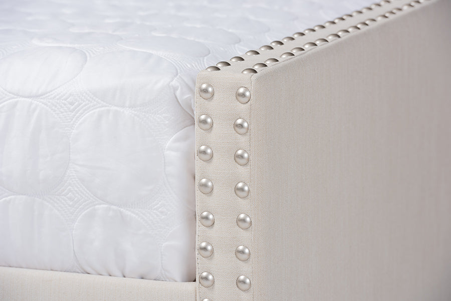 Baxton Studio Haylie Modern and Contemporary Beige Fabric Upholstered Queen Size Daybed