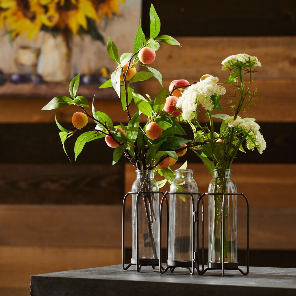 Peach Fruit Foliage Branch (Set of 6)