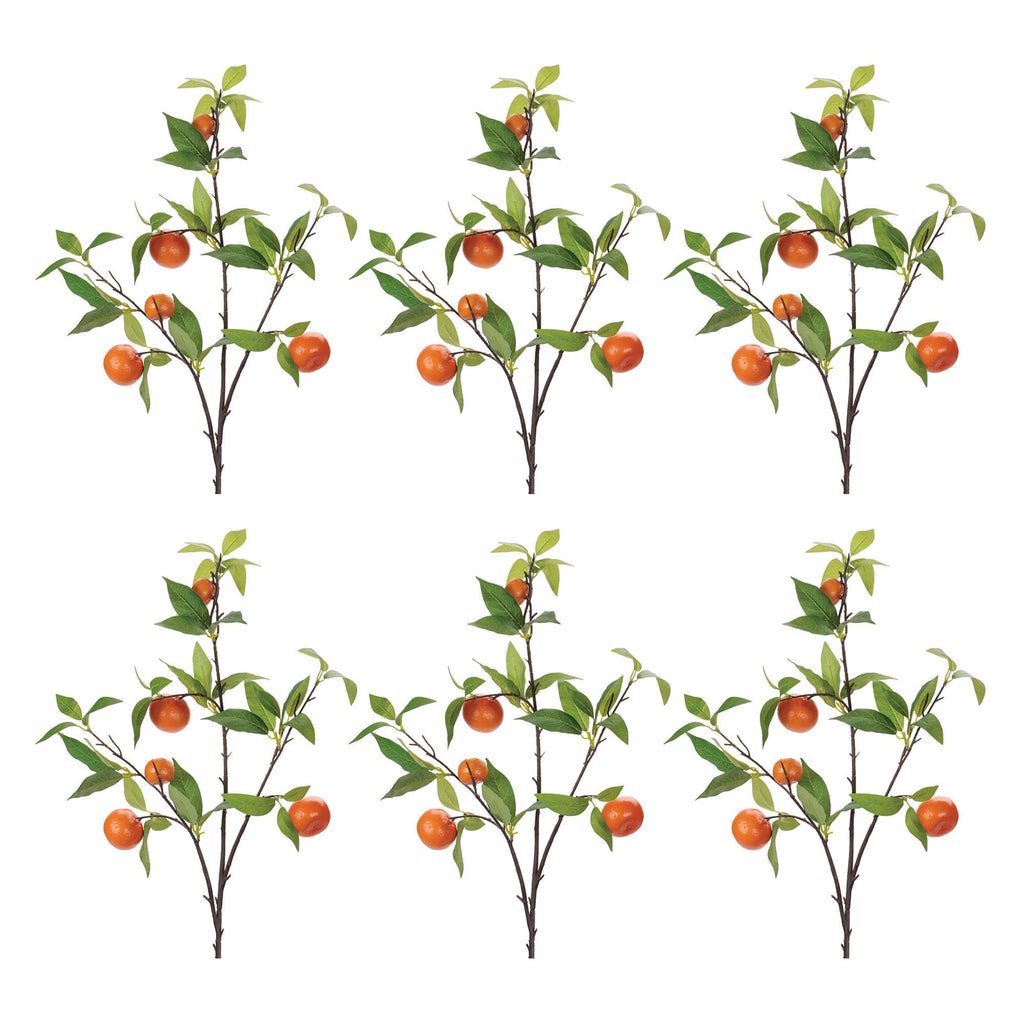 Orange Fruit Foliage Branch (Set of 6)