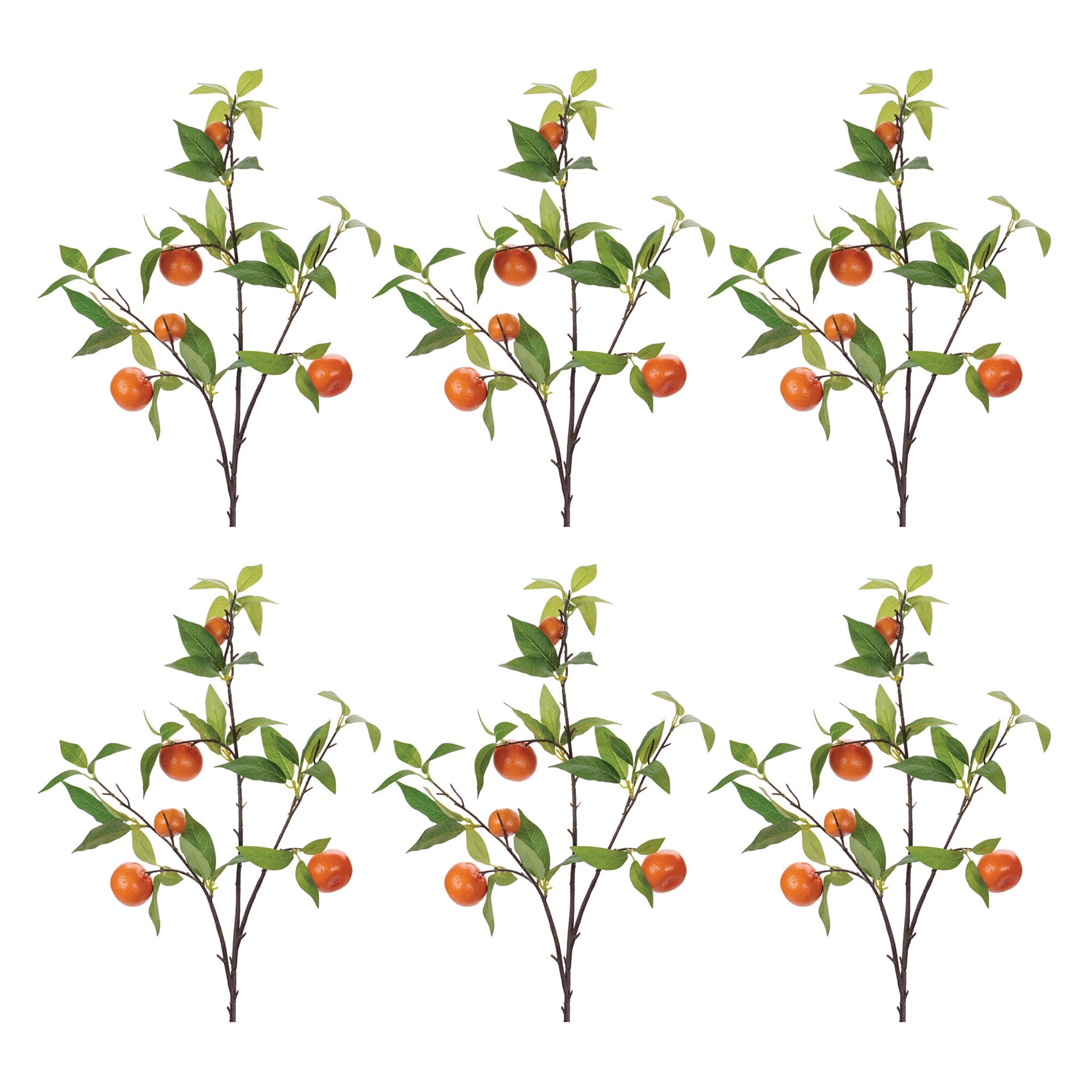 Orange Fruit Foliage Branch (Set of 6)