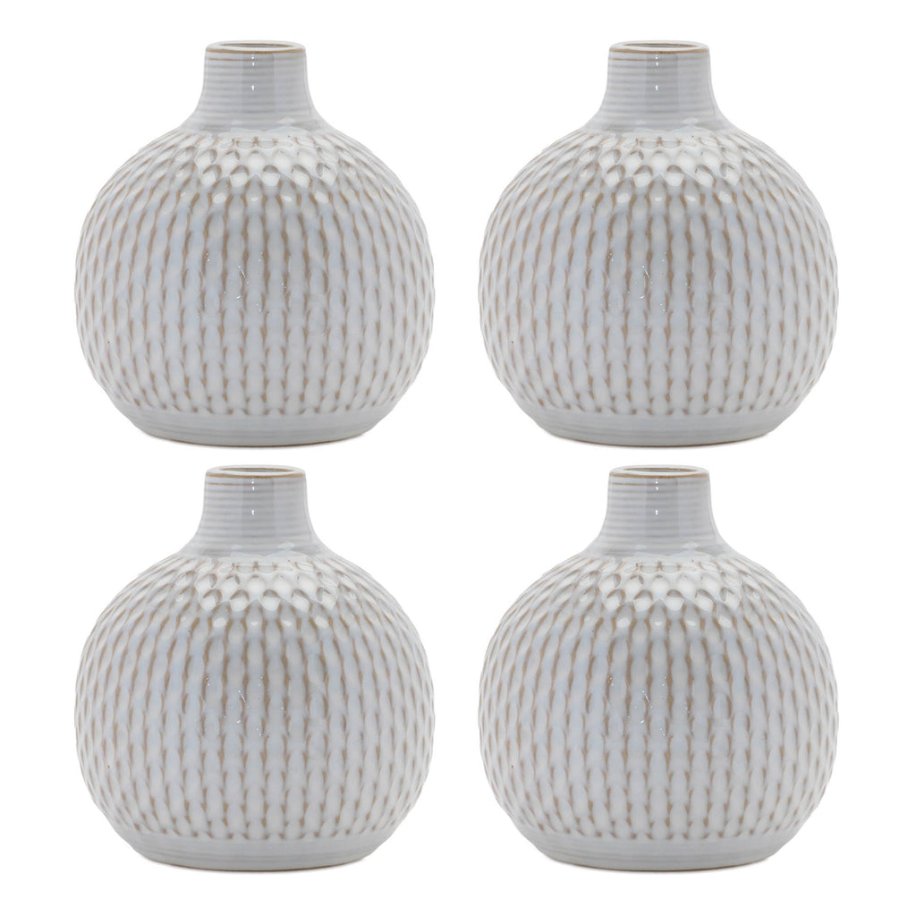 Notched Ceramic Bottle Vase (Set of 4)