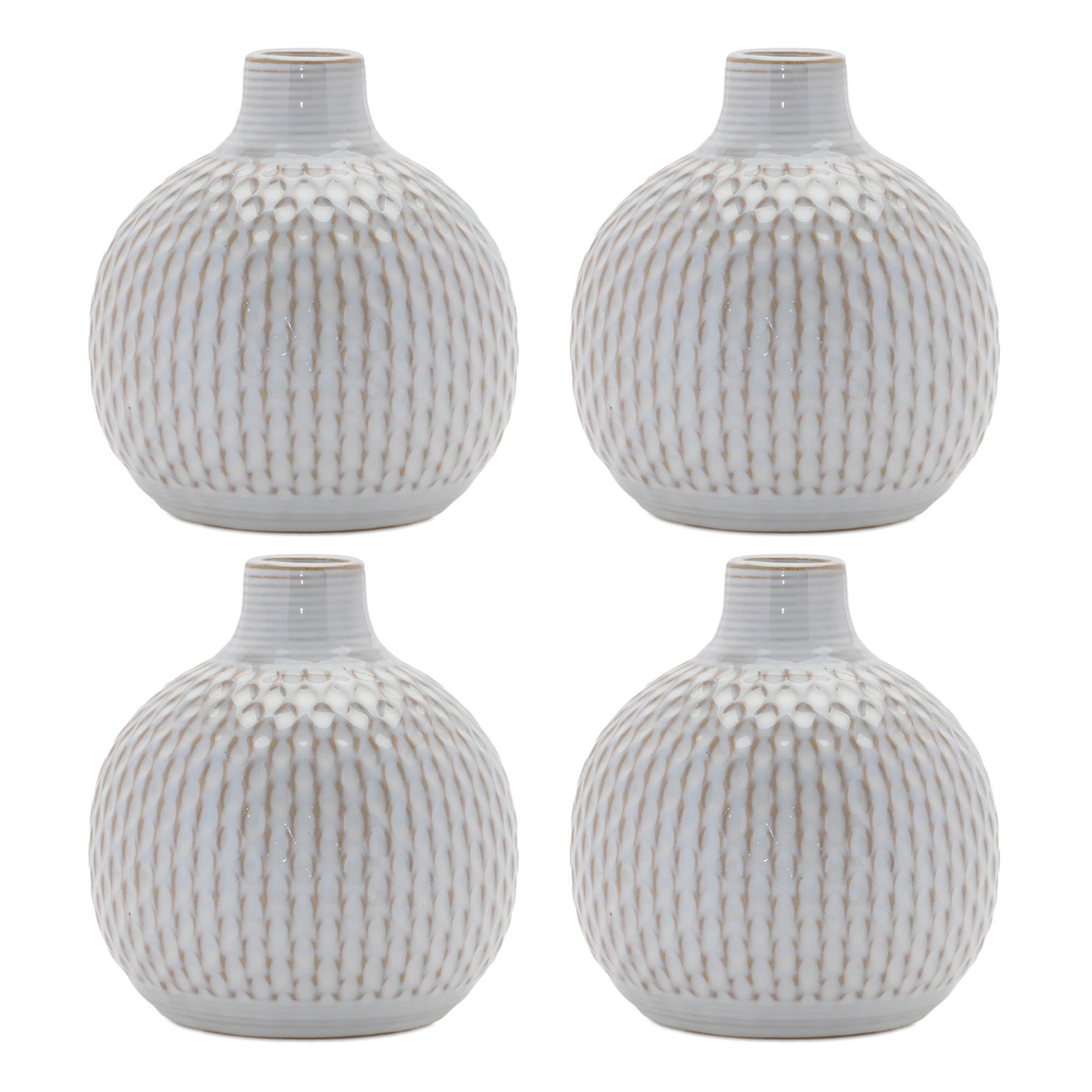 Notched Ceramic Bottle Vase (Set of 4)