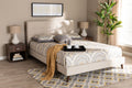 Baxton Studio Maren Mid-Century Modern Beige Fabric Upholstered Queen Size Platform Bed with Two Nightstands
