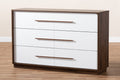 Baxton Studio Mette Mid-Century Modern White and Walnut Finished 6-Drawer Wood Dresser