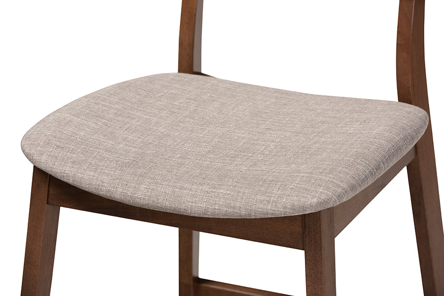 Baxton Studio Larine Modern and Contemporary Light Grey Fabric Upholstered Walnut Finished 2-Piece Wood Counter Stool Set