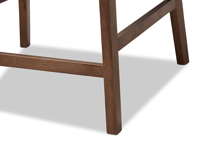 Baxton Studio Larine Modern and Contemporary Light Grey Fabric Upholstered Walnut Finished 2-Piece Wood Counter Stool Set