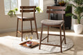 Baxton Studio Larine Modern and Contemporary Light Grey Fabric Upholstered Walnut Finished 2-Piece Wood Counter Stool Set