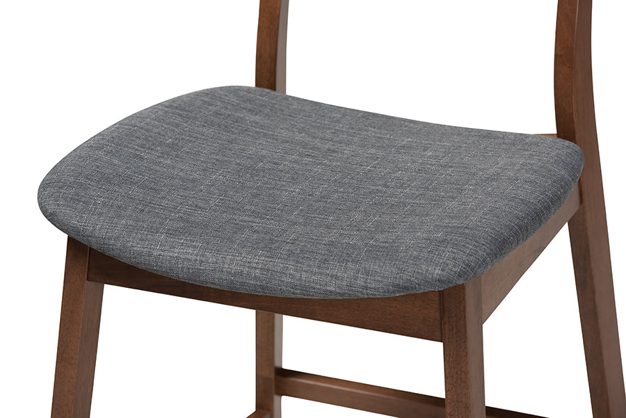 Baxton Studio Larine Modern and Contemporary Dark Grey Fabric Upholstered Walnut Finished 2-Piece Wood Counter Stool Set