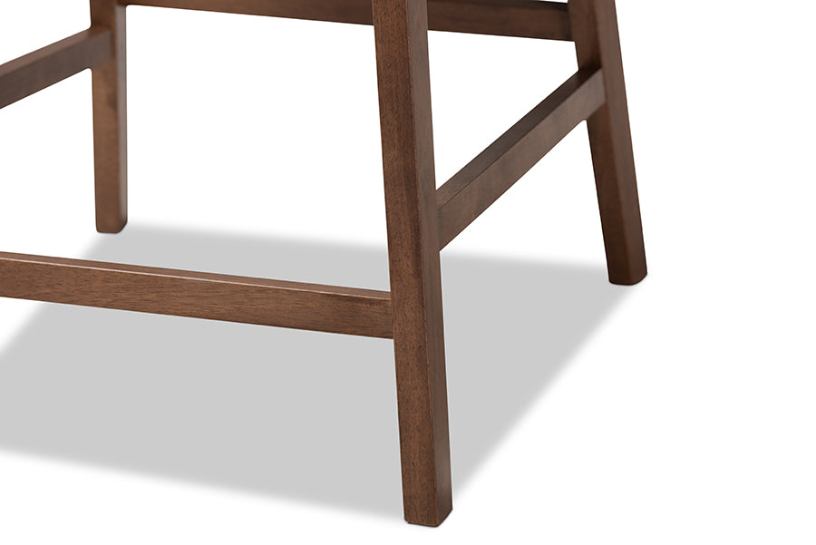 Baxton Studio Larine Modern and Contemporary Dark Grey Fabric Upholstered Walnut Finished 2-Piece Wood Counter Stool Set