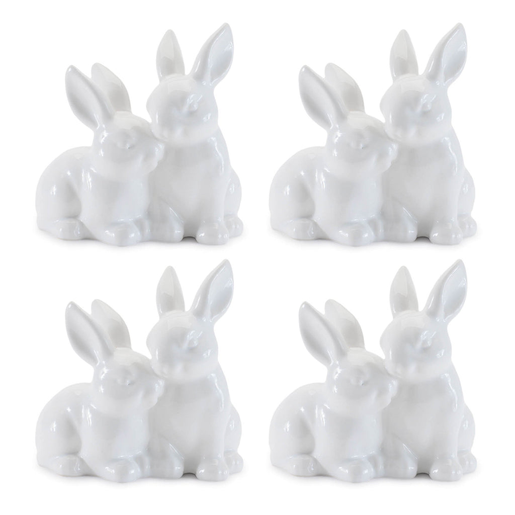 Ceramic Mini Garden Bunny Couple (Set of 4)