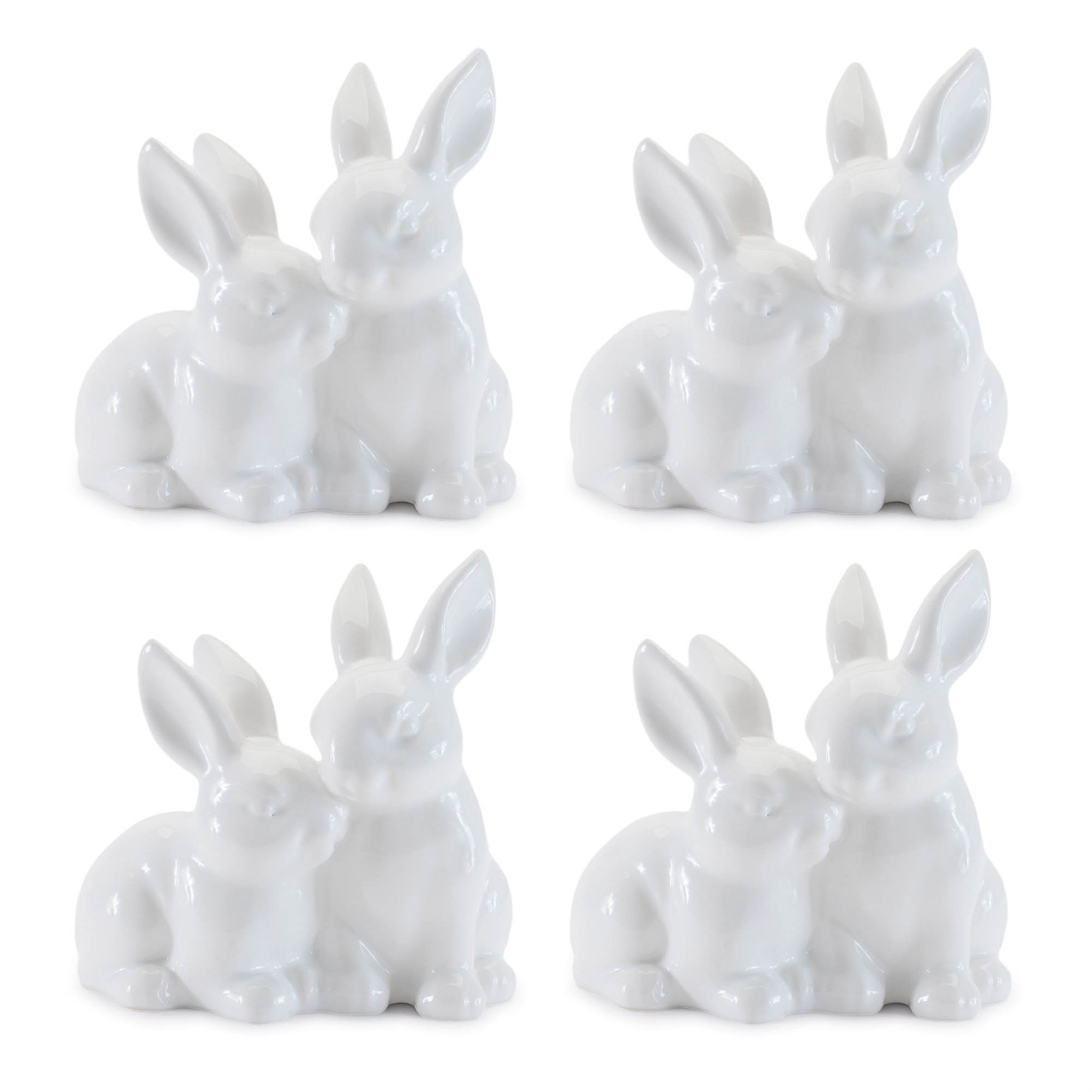 Ceramic Mini Garden Bunny Couple (Set of 4)