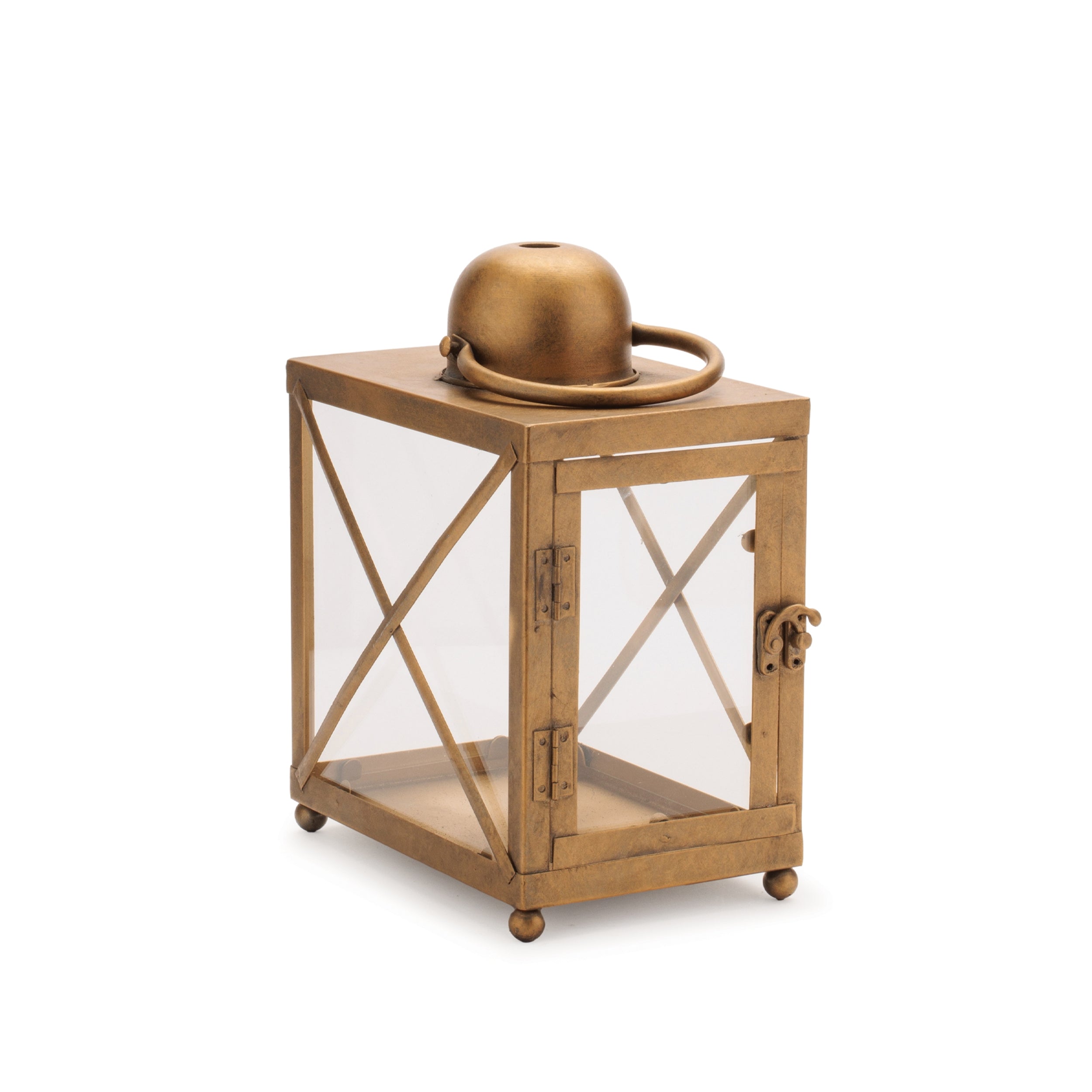 Classic Metal and Glass Crossbar Lantern (Set of 2)