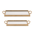 Gold Beaded Mirror Tray (Set of 2)