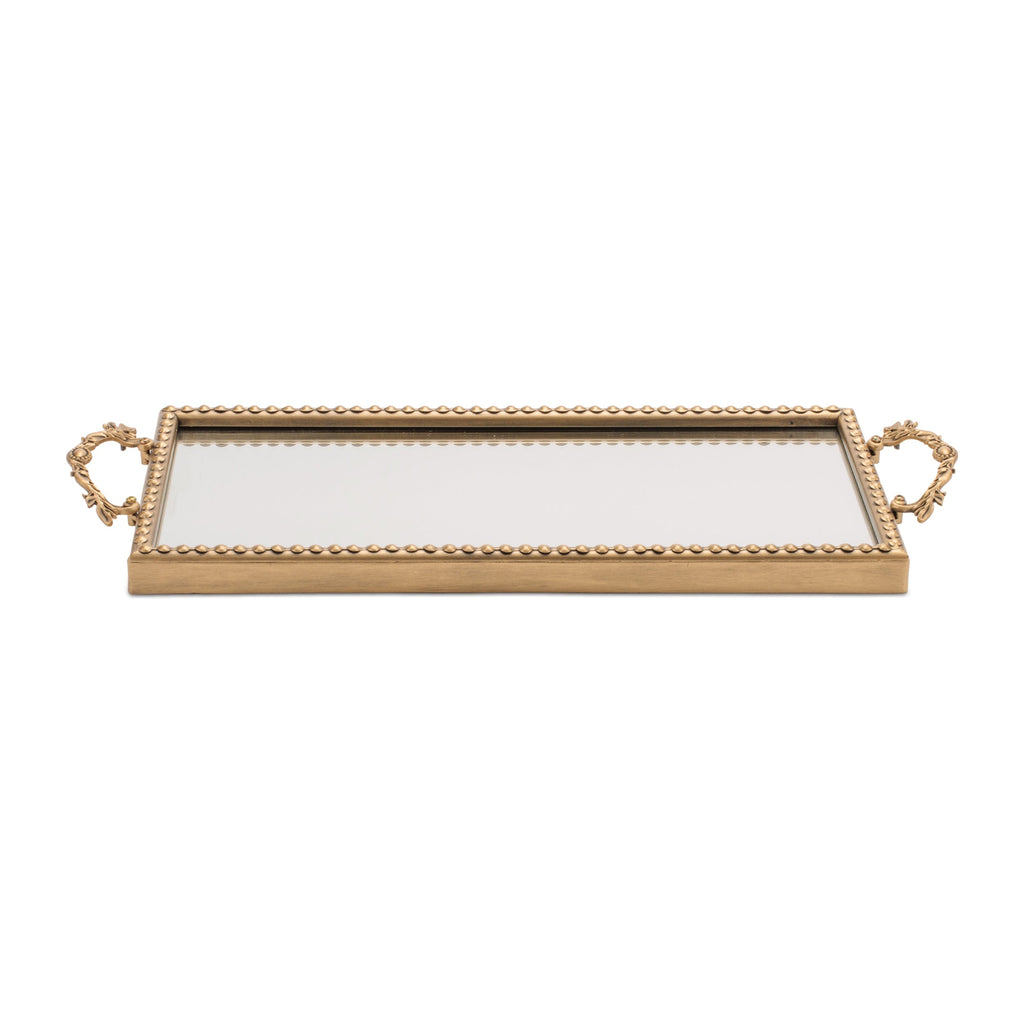 Gold Beaded Mirror Tray (Set of 2)